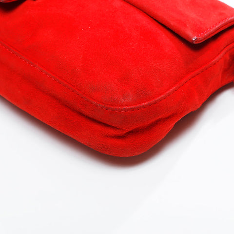 FENDI Suede manma bucket Shoulder Bag Red WS20910