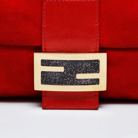 FENDI Suede manma bucket Shoulder Bag Red WS20910