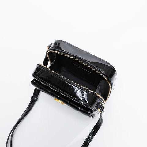 YVES SAINT LAURENT Vicky patent leather camera bag Shoulder Bag black WS20911