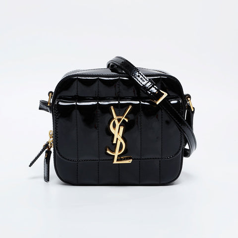 YVES SAINT LAURENT Vicky patent leather camera bag Shoulder Bag black WS20911