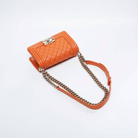 CHANEL Mini Caviar Boy Chanel Shoulder Bag Orange WS20913