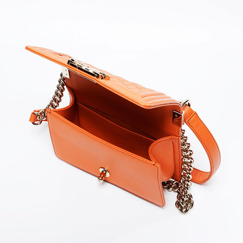 CHANEL Mini Caviar Boy Chanel Shoulder Bag Orange WS20913