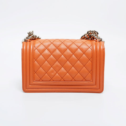 CHANEL Mini Caviar Boy Chanel Shoulder Bag Orange WS20913
