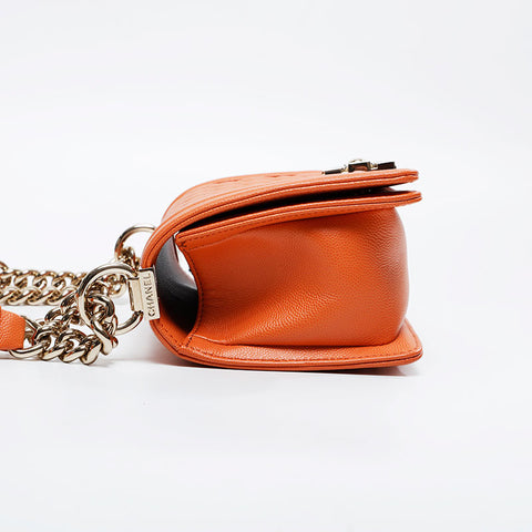 CHANEL Mini Caviar Boy Chanel Shoulder Bag Orange WS20913