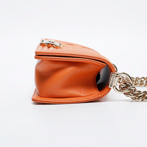 CHANEL Mini Caviar Boy Chanel Shoulder Bag Orange WS20913