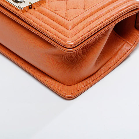 CHANEL Mini Caviar Boy Chanel Shoulder Bag Orange WS20913