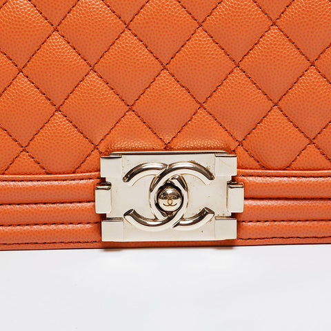 CHANEL Mini Caviar Boy Chanel Shoulder Bag Orange WS20913