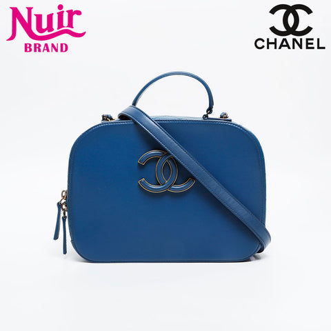 CHANEL 23rd series 2016-2017 Leather 2way Vanity Top Handle Shoulder Bag blue WS20914
