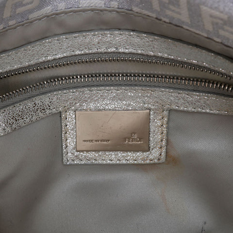 FENDI Zucchino glitter mamma bucket Shoulder Bag white WS20916