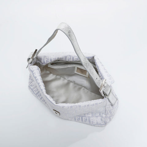 FENDI Zucchino glitter mamma bucket Shoulder Bag white WS20916