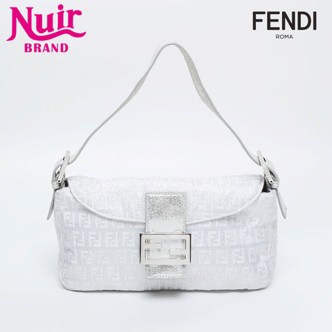 FENDI Zucchino glitter mamma bucket Shoulder Bag white WS20916