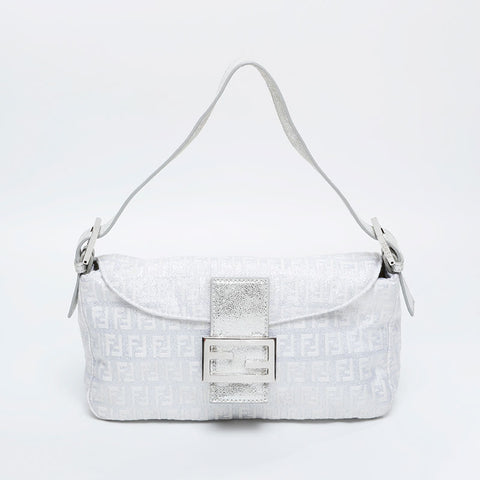 FENDI Zucchino glitter mamma bucket Shoulder Bag white WS20916