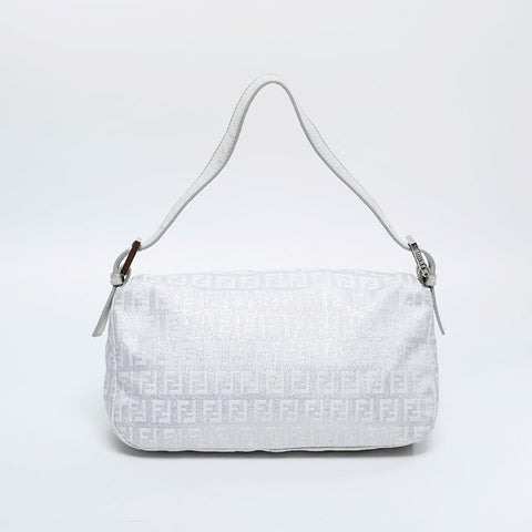 FENDI Zucchino glitter mamma bucket Shoulder Bag white WS20916