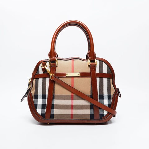 BURBERRY Check 2way Handbag beige WS20922