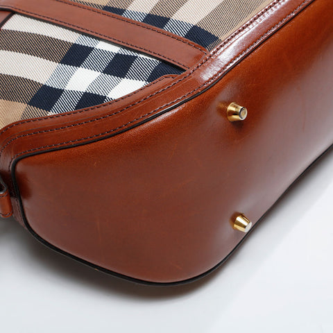 BURBERRY Check 2way Handbag beige WS20922