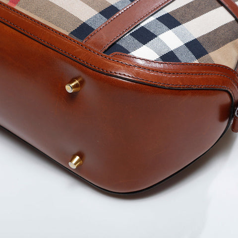 BURBERRY Check 2way Handbag beige WS20922