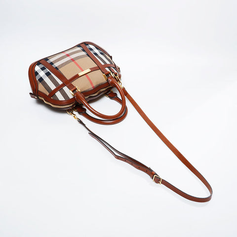 BURBERRY Check 2way Handbag beige WS20922