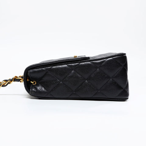 CHANEL No. 3 1994-1999 Caviar Skin Square Matelasse Shoulder Bag black WS20924