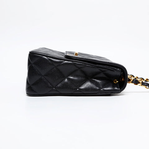 CHANEL No. 3 1994-1999 Caviar Skin Square Matelasse Shoulder Bag black WS20924