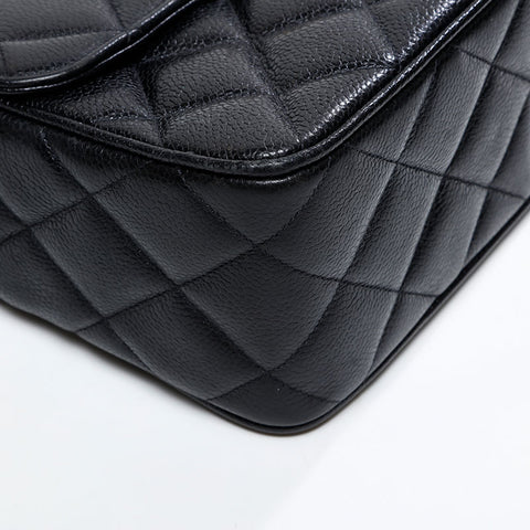 CHANEL No. 3 1994-1999 Caviar Skin Square Matelasse Shoulder Bag black WS20924