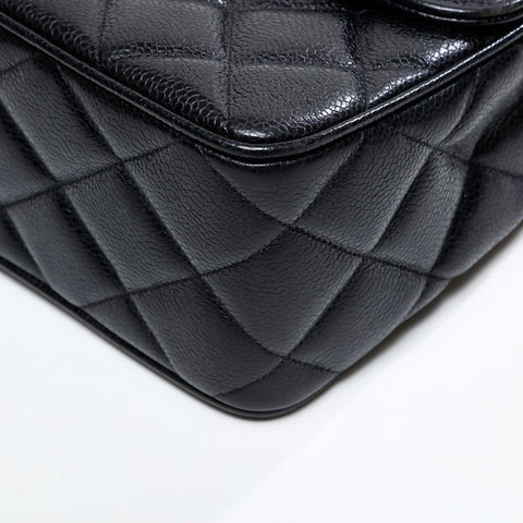 CHANEL No. 3 1994-1999 Caviar Skin Square Matelasse Shoulder Bag black WS20924