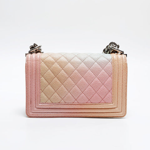 CHANEL 25th series 2017 Caviar Skin Mini Rainbow Boy Chanel SilverMetal Shoulder Bag multicolor WS20925