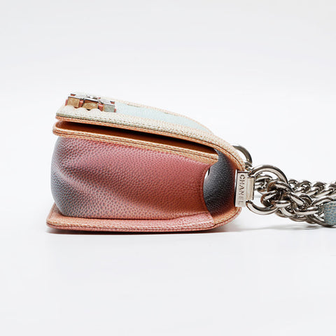 CHANEL 25th series 2017 Caviar Skin Mini Rainbow Boy Chanel SilverMetal Shoulder Bag multicolor WS20925