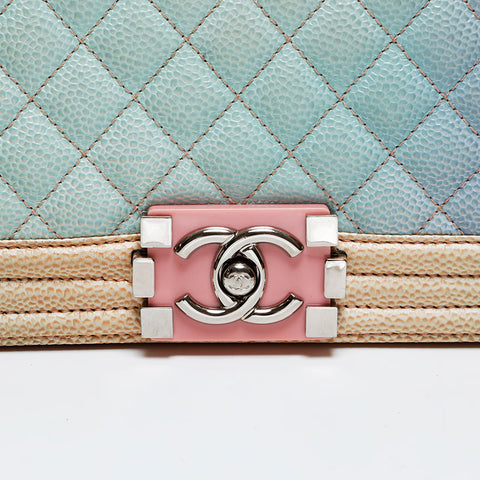 CHANEL 25th series 2017 Caviar Skin Mini Rainbow Boy Chanel SilverMetal Shoulder Bag multicolor WS20925