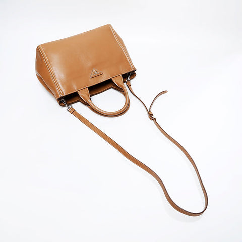 PRADA Leather 2way Handbag beige WS20929