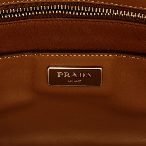 PRADA Leather 2way Handbag beige WS20929