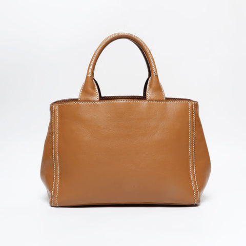 PRADA Leather 2way Handbag beige WS20929