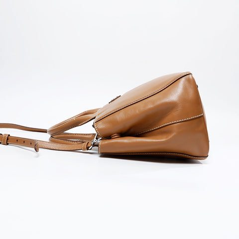 PRADA Leather 2way Handbag beige WS20929