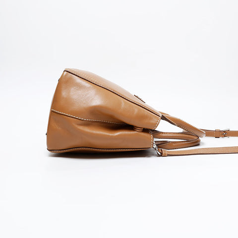 PRADA Leather 2way Handbag beige WS20929