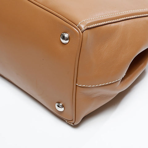 PRADA Leather 2way Handbag beige WS20929