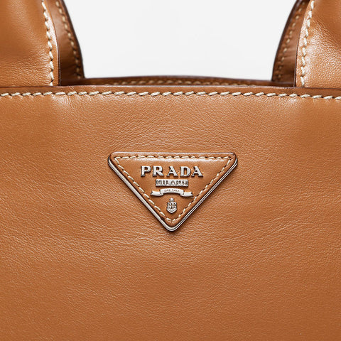 PRADA Leather 2way Handbag beige WS20929
