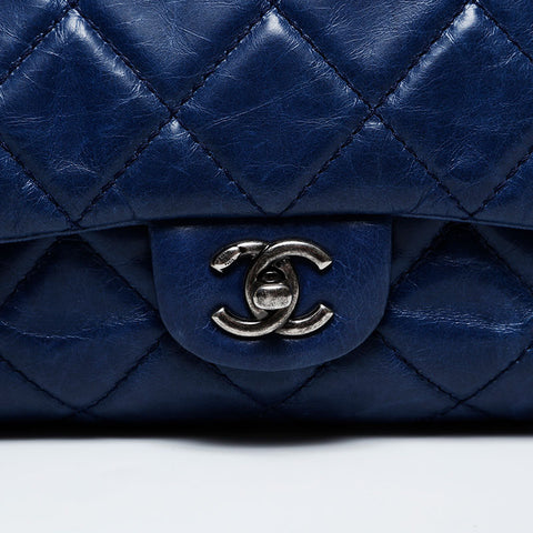CHANEL Calfskin Matelasse 20s Shoulder Bag Navy WS20931