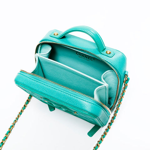 CHANEL CC Filigree Matelasse Mini Vanity 24th Series Shoulder Bag green WS20932