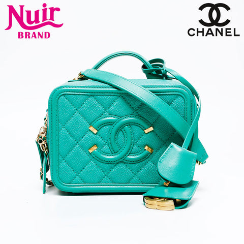 CHANEL CC Filigree Matelasse Mini Vanity 24th Series Shoulder Bag green WS20932