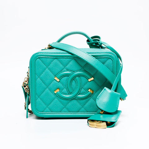 CHANEL CC Filigree Matelasse Mini Vanity 24th Series Shoulder Bag green WS20932
