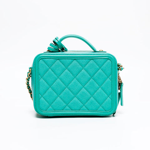 CHANEL CC Filigree Matelasse Mini Vanity 24th Series Shoulder Bag green WS20932