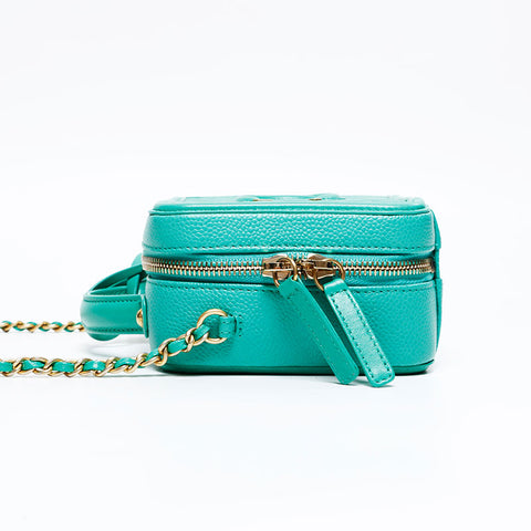 CHANEL CC Filigree Matelasse Mini Vanity 24th Series Shoulder Bag green WS20932