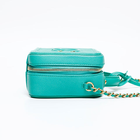 CHANEL CC Filigree Matelasse Mini Vanity 24th Series Shoulder Bag green WS20932