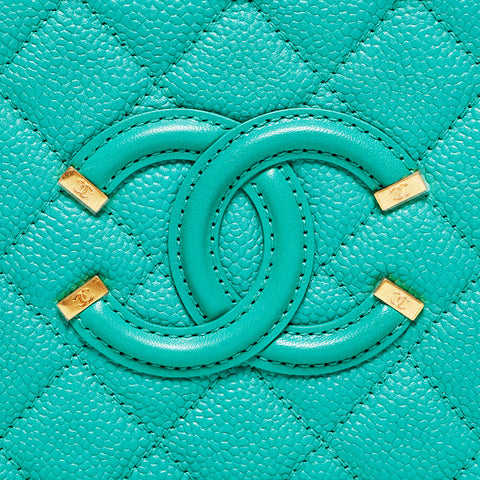 CHANEL CC Filigree Matelasse Mini Vanity 24th Series Shoulder Bag green WS20932