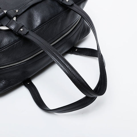 Leather Boston Bag Tote Bag black WS20934