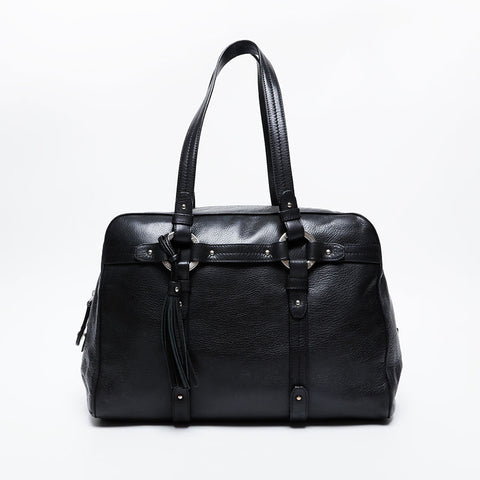 Leather Boston Bag Tote Bag black WS20934