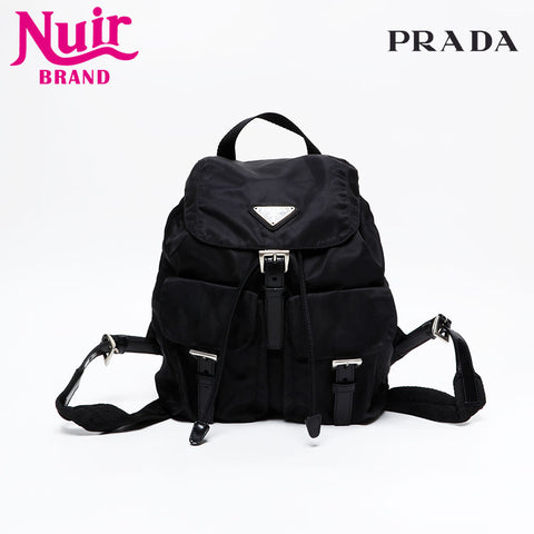 PRADA Nylon triangle logo Backpack Â· Daypack black WS20940