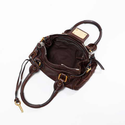 Chloe Leather Paddington Mini Handbag Brown WS20941