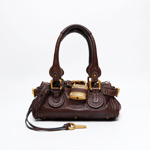Chloe Leather Paddington Mini Handbag Brown WS20941