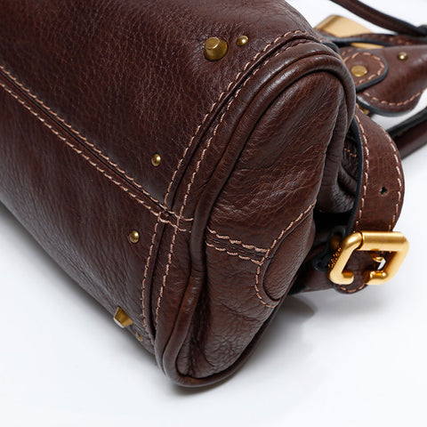 Chloe Leather Paddington Mini Handbag Brown WS20941