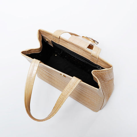 Salvatore Ferragamo Leather Vara Embossed Handbag yellow WS20950